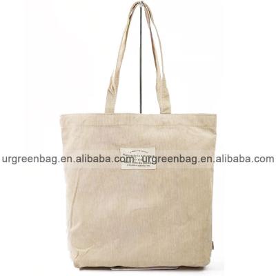 China Custom Made Smooth Minimalist Eco-Friendly 100% Natural Cotton Corduroy Tote Bag Shoulder Bag for sale