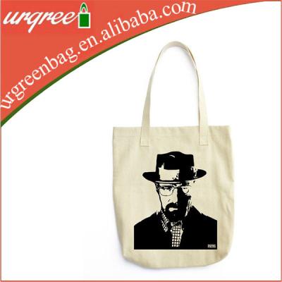 China Eco Friendly 100% Natural Cotton Breaking Bad Beige Shopping Tote Bag With TV Show Printing for sale