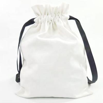 China Eco Friendly Natural 100% Cotton Customized Plain White Cotton Canvas Drawstring Bag Storage Pouch for sale