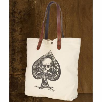 China 100% Original Empty Canvas Eco-Friendly Tote Bag Genuine Leather Handles for sale