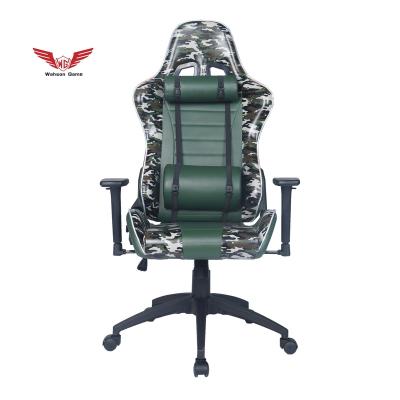 China Fashion Design Adjustable Height E-sport Gaming Army Green Chair With Headrest For Game for sale