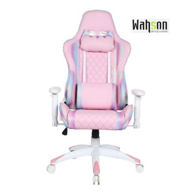 China New Design Adjustable Pink Executive Swivel (Height) Racing Chair PU Leather Ergonomic PC Gaming Chair for sale