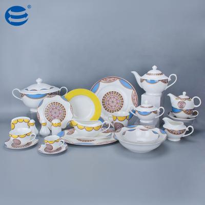 China Sustainable Excellent Wholesale Fine Porcelain Dishes Sets Dinnerware Antique Dish Sets Ceramic Dinnerware Sets for sale