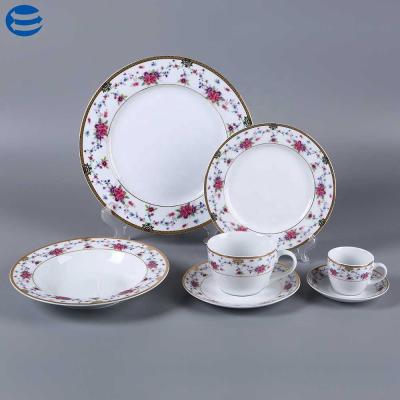 China Sustainable Porcelain Dinnerware Sets Bone China Dinner Sets Flower Design Dinnerware for sale