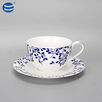 China New 220cc Cup Saucer Set Bone China Cup Saucer Set Excellent Eco-friendly Ceramic Cup and Saucer Sustainable for sale