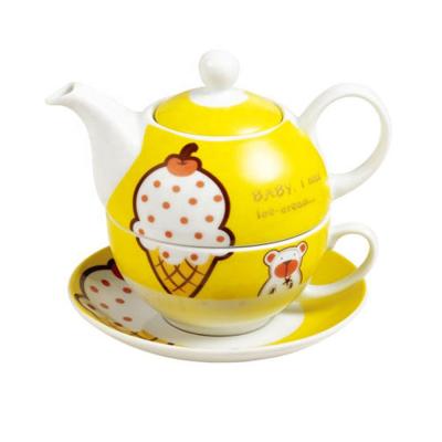 China Viable Wholesale Ceramic Teapots, Yellow Dinner Set For Daily Use for sale