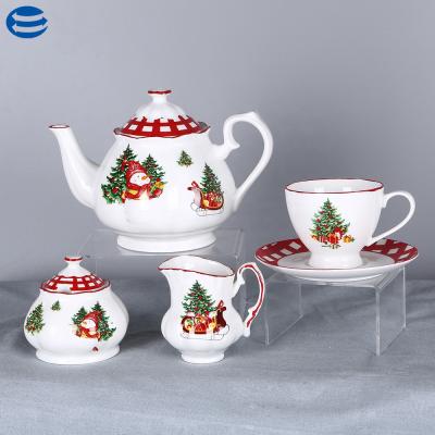 China Bone China Milk and Sugar Disposable Luxury Royal Fine Box, Christmas Teapot and Teacup Saucer for sale