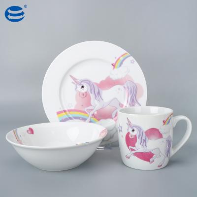 China Excellent Sustainable Custom Kids Dinnerware Sets Porcelain With Color Gift Box Packaging for sale