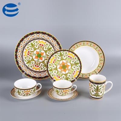 China Excellent Sustainable High Quality Custom Color 42 Pieces Ceramic Tableware With Color Gift Box for sale