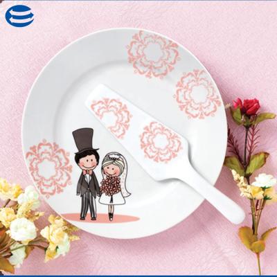 China New Viable Wedding 2pcs Pink Bone China Cake Plates Server Set for sale