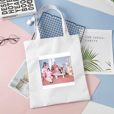 China 1Pcs TWICE Momo Mina SANA White Canvas Bag Student Fashion Kpop Bag Handbag Shoulder Bag Shopping Bag Fans Collection Z235 for sale