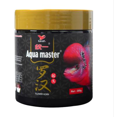 China Fish Aqua Master, Flowerhorn Fish Food, Dropped Forehead, High Protein & Astaxanthin - 200g(m) for sale