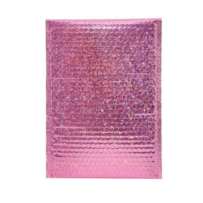 China Custom Garment Bags Laser Aluminized Film Shipping Packages Bubble Wrap Mailer for sale