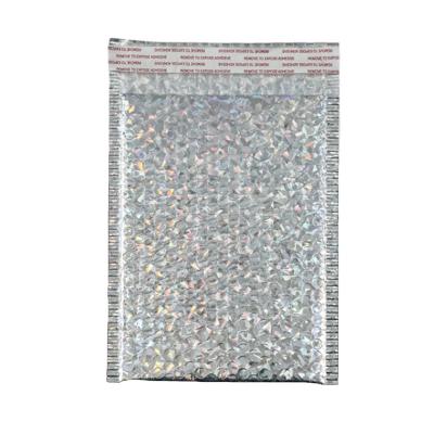 China Custom Aluminized Garment Bags Rose Gold Laser Film Poly Bubble Mailer For Clothing for sale