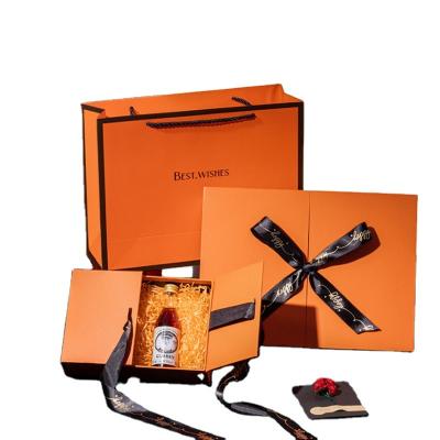 China Recyclable In Stock Orange Folio High End Gifts Chocolate Box Packaging Business Wallet for sale