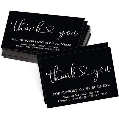 China Business Thank You Card Luxury After Sales Service Message Thank You Card Small Business Black for sale