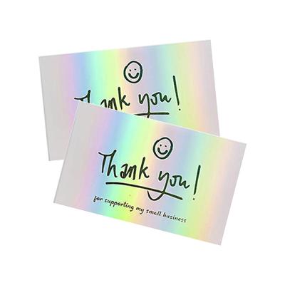 China paper & Cardboard Thank You Card In Metallic Customer Service Running Message Rainbow Thank You Cards for sale