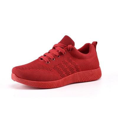 China Anti-odor Sports Popular Women Running Shoes Durable Breathable Red Color for sale