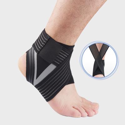 China High Quality Nylon Compression Strap Elasticity Foot Sports Ankle Support Adjustable Sleeves With Double Straps for sale