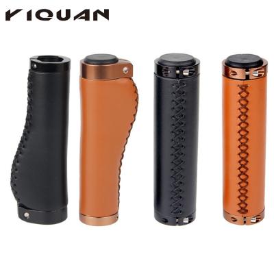 China Hot Sale Durable Soft Comfortable Vintage PU Leather Bicycle Handlebar Grips, Locking Bike Handlebar Grips for sale