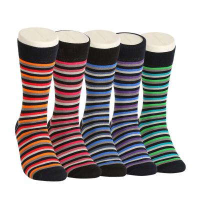 China BY-Z036 Antibacterial women dress thongs colorful kied stripe patterned cotton crew socks for girl for sale