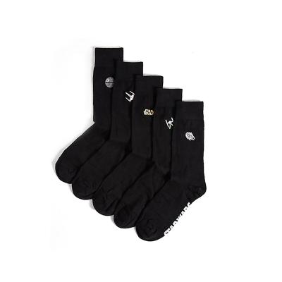 China BY-II-0776 Antibacterial Custom Embroidered Logo Crew Long Socks Black for sale