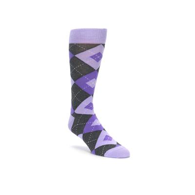 China BY-I-0421 Antibacterial Design Argyle Purple Fuzzy Crew Socks For Men for sale