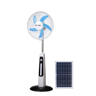 China JTC Emergency Supplier Ventilador Fan Rechargeable Solar Power Rechargeable Fan With Led Light 16 Inch Stand Electric Swinging Fan for sale