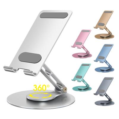 China Adjustable 2023 Newest Anti Shake Foldable Desktop Aluminum Alloy Cell Phone Tablet Stand 360 Rotating Adjustable Mobile Phone Holder for sale