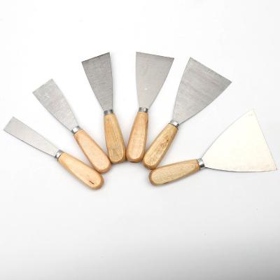 China Old Putty Dust Removal Film Removal Stainless Steel Putty Knife Scraper With Wooden Handle for sale