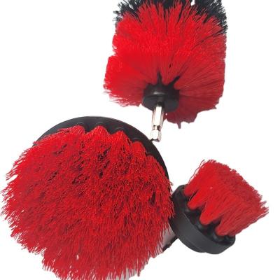 China Household Tool Kit Red Color 4Pcs Cleaning Brush Tub Cleaner Plants Kit Electric Drill Brush Scrub Pads Grout Power Drills Scrubber for sale