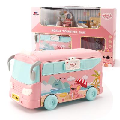 China High Quality Diy Plastic Preschool Furniture Kids Girls Toys Cute Toy Kitchen Sets Bus Pretend Play 54*53*67.5cm for sale