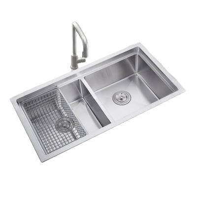 China Without Washing Faucet Double Bowl Stainless Steel Products China Products Manufacturers Handmade Kitchen Sink for sale