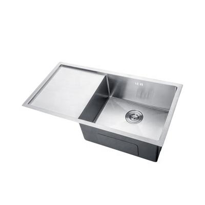 China Hot Selling 304 Stainless Steel Kitchen Sink Handmade Single Bowl Undermount Faucet With Drainer for sale