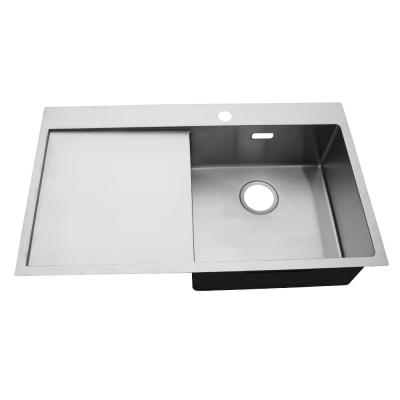 China Without Faucet New Design Quick Drain Stainless Steel Kitchen Sinks With Drain Board With Overflow Hole for sale