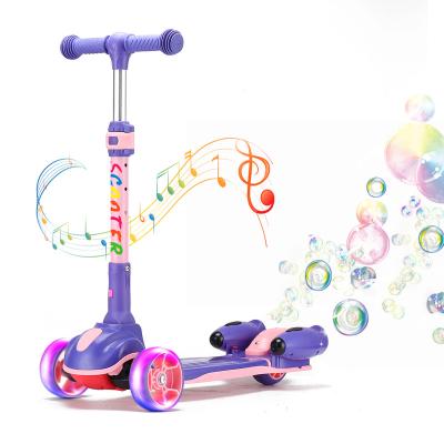 China Spray 2023 3 Wheel High Quality Adjustable Kids Kick Scooter Child Push Scooters Spray Bubble Kids Electric Scooter For Kids for sale