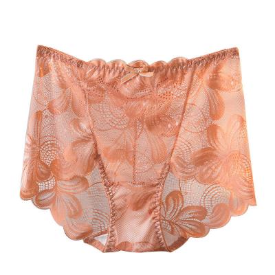 China Women's QUICK DRY boyshort hollow transparent comfortable waist high plus size lace panties wearing sets for sale