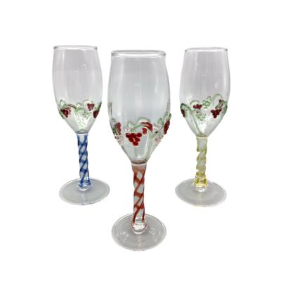 China Modern hand blown grape pattern wine glasses for sale