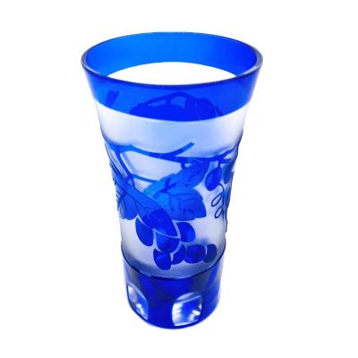 China Good Quality Custom Packing Hand Blown Custom Glass Mug For Carved Patterns for sale