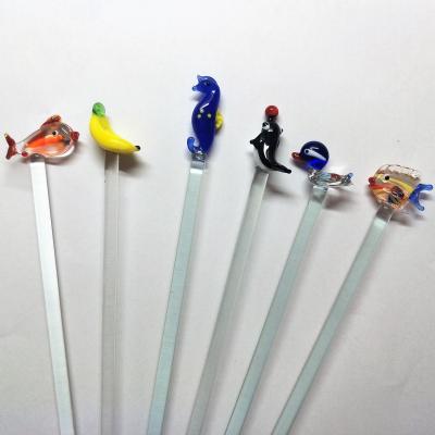 China Sustainable Handmade Glass Lampwork Custom Stirring Rod with Beads for sale