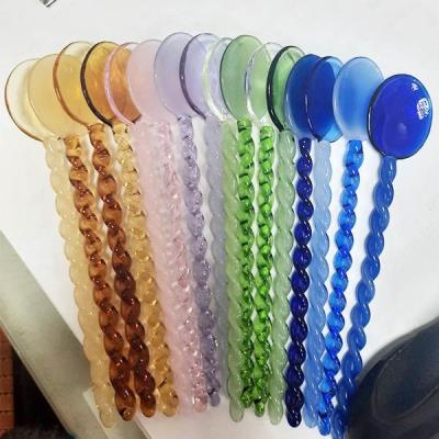 China Daily Life Long House Colorful Glass Spoon for sale