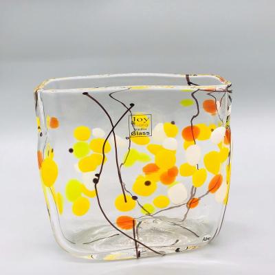 China Art Decor Factory Direct Hand Blown Colored Glass Container for sale