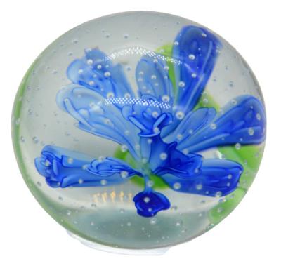 China Custom Clear Murano Dome Glass Flower Ball Paperweight From Europe for sale