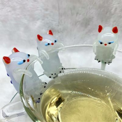 China Asian Wholesale Factory Direct Handmade Glass Cat Figurine Design Cup Hanging Toys Ornaments for sale