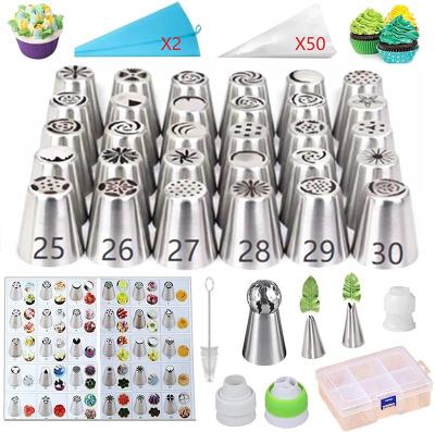 China Disposable Hot Selling 91 Pcs Russian Piping Tips Set Cake Decorating Tips Set Supplies Kit Pastry Tip Christmas Cupcake Set for sale