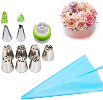 China Disposable Stainless Steel Russian Piping Tips Bag Pastry Icing Nozzles Cake Decorating Supplies Set for sale