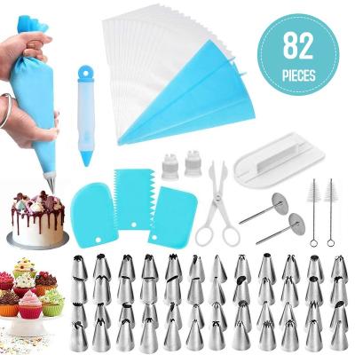 China Hot viable selling 82 pcs set bags of icing tips set with 48pcs icing piping tips sets to meet your different need for sale