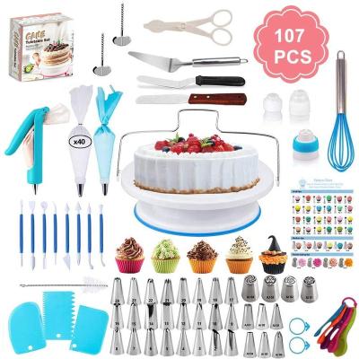 China Sustainable 107 Pcs Reposteria Cake Decorating Tool Party Wedding Pastry Baking Tools Complete Cake Decorating Consumables Lot for sale