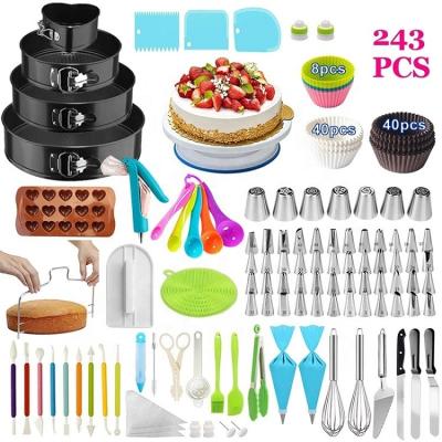 China Viable Cake Pastry Decorating DIY Silicone Colorful Desserts Baking Mold 243 PCS Decorating Tool Kit Kitchen Bakeware Cake Supplies for sale