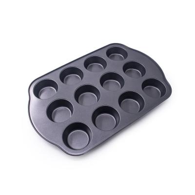 China Custom Carbon Steel Non-Stick Eco-Friendly Viable 6 9 12 24 Cavity Cupcake Muffin Baking Tray Tray Pans for Kitchen Oven Tools for sale